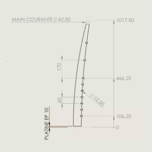 Poteau garde corps type pont de bateau