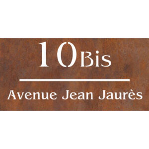 Plaque rectangulaire en corten - Adresse